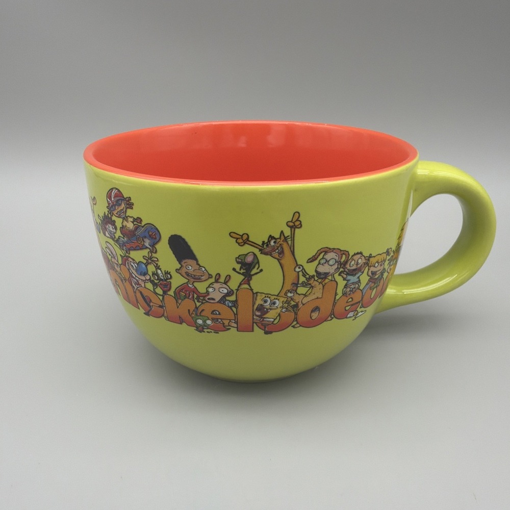 2018 Nickelodeon Viacom Green Orange Large Coffee Soup Cereal Bowl Mug 24oz